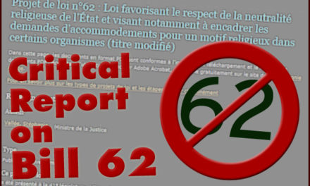 Critical Report on Bill 62, Adopted by the Québec National Assembly on October 18, 2017