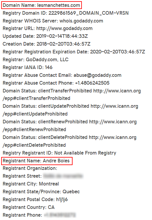 The Lesmanchettes.com website is registered to André Boies.