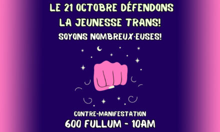 Le 21 octobre, défendons la jeunesse trans!