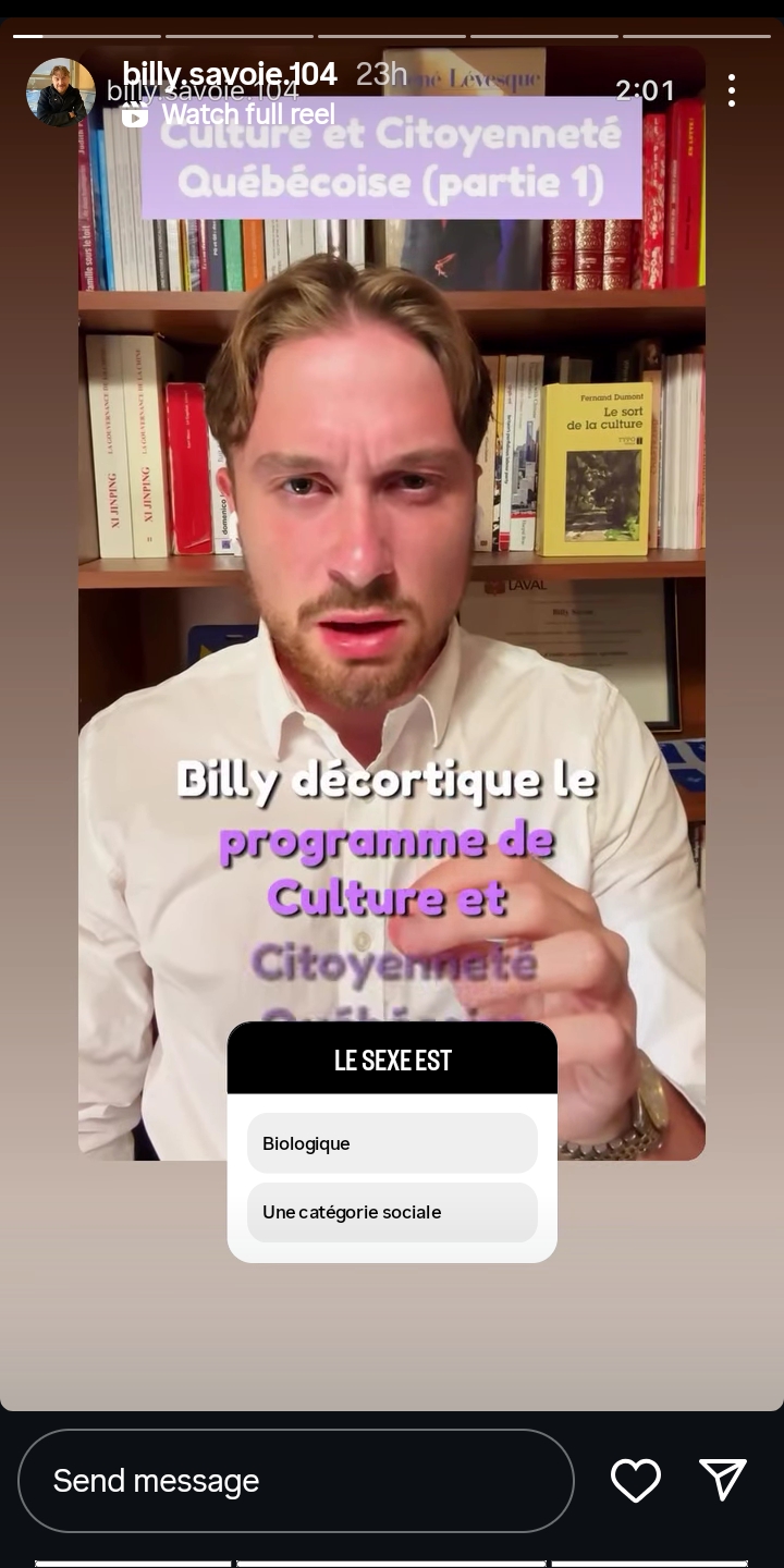 Billy Savoie se livre à une critique du manuel de CCQ, qu'il juge trop woke.